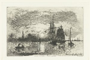 Tramonto al porto di Anversa da Johan Barthold Jongkind