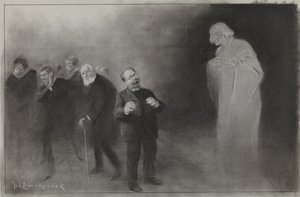 Progetto per illustrazione in De Amsterdammer: La dimenticanza di Schimmel nel desiderio di Capodanno del Teatro Comunale, 13 gennaio 1907 da Johan Braakensiek
