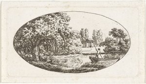 Stagno con tempio e statua sulla riva opposta da Johan Christiaan Willem Safft