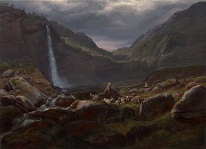 Cascata di Feige (Feigefossen), Lysterfjord, Norvegia da Johan Christian Dahl