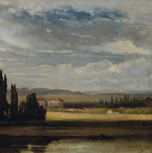 Vista del paesaggio con cielo nuvoloso alto