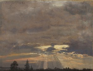 Studio delle nuvole con raggi di sole da Johan Christian Dahl