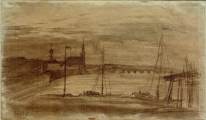 Bozzetto per un dipinto "Dresda al chiaro di luna" da Johan Christian Dahl