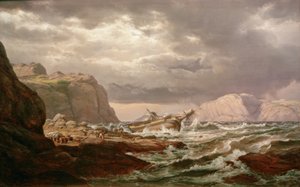 Nave arenata sulla costa norvegese da Johan Christian Dahl