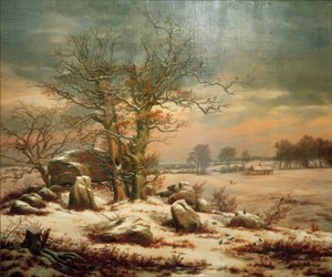 Dolmen vicino a Vordingborg in inverno da Johan Christian Dahl