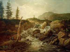 Paesaggio nordico con cascata
