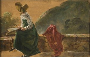 La principessa Carolina Amalia disegna a Napoli. Studio da Johan Christian Dahl