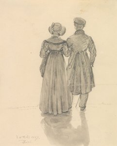 Uomo e donna visti di spalle da Johan Christian Dahl
