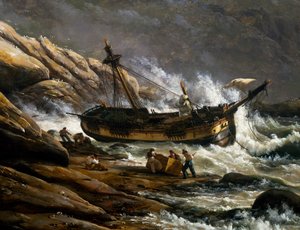 Naufragio sulla costa norvegese (dettaglio) da Johan Christian Dahl