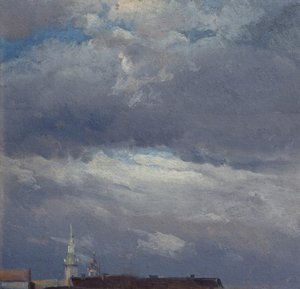 Nubi temporalesche sopra la torre del castello di Dresda da Johan Christian Dahl