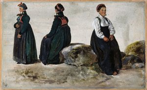 Studi di costumi femminili da Luster in Sogn da Johan Christian Dahl