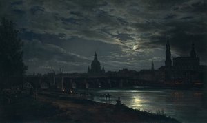 Vista di Dresda al chiaro di luna