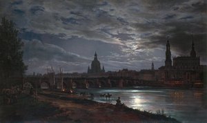 Veduta di Dresda al chiaro di luna