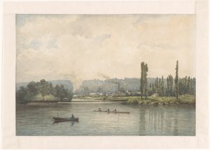 Vista di Port-Marly sulla Senna, con la lavanderia da Johan Conrad Greive (signed by artist)