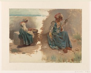Due schizzi di donne sedute da Johan Daniël Koelman