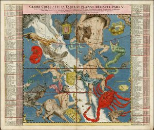 1730 carta celeste - Globi Coelestis In Tabulas Planas Redacti Pars V da Johan Gabriel Doppelmayr