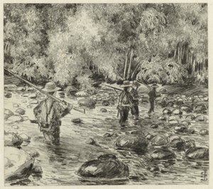 Soldati che guadano un fiume da Johan Gerard Sinia