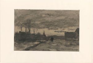Vista di un molo da Johan Hendrik Weissenbruch (signed by artist)