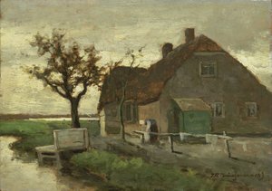 Casa contadina vicino a un canale