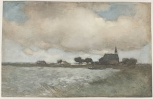 Veduta della chiesa a Noordse Dorp vicino a Noorden da Johan Hendrik Weissenbruch