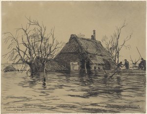 Fattoria allagata a Neder-Asselt (Land van Maas en Waal) da Johan Hendrik van Mastenbroek