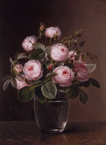 Rose in un vaso di vetro da Johan Laurents Jensen