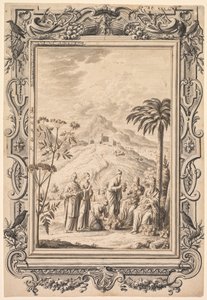 Illustrazione e design della cornice per Kupfer-Bibel Copper Bible, c. 1730 da Johan Melchior Füssli