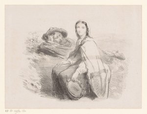 Liggende man en vrouw met tamboerijn da Johan Michaël Schmidt Crans (attributed to)