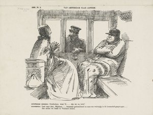 Caricatura sui numerosi incidenti sulla ferrovia del Reno, 1866 da Johan Michaël Schmidt Crans