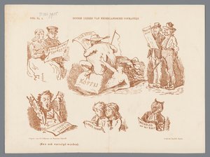 Caricatura dei diversi tipi di lettori di giornali, 1870