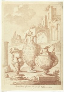 Candelabro e tre vasi (Vasi e candelabri) da Johan Teyler (attributed to)