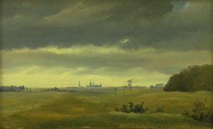 Una vista di Frederiksborg da Hestehaven da Johan Thomas Lundbye