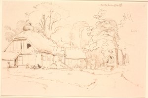 Casa di contadini con un nido di cicogne sul tetto da Johan Thomas Lundbye