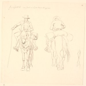 Campagnolo a cavallo, visto di fronte e di dietro, e studio delle zampe posteriori di un cavallo da Johan Thomas Lundbye