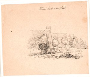 Il gallo. Illustrazione per "Fabler for Børn" di Kaalund. Vedi commento dal catalogo delle stampe. da Johan Thomas Lundbye