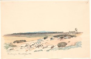 Paesaggio da Hornbæk con il frutteto e Kullen sullo sfondo da Johan Thomas Lundbye