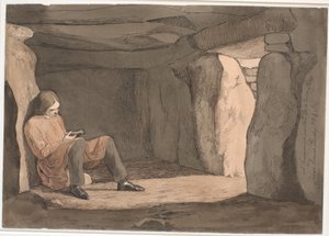Lorents Frølich seduto in una tomba a corridoio da Johan Thomas Lundbye