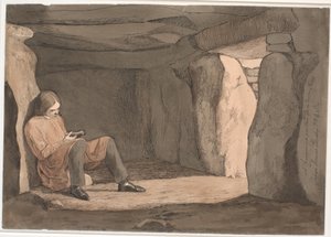 Lorents Frølich seduto in una tomba a corridoio da Johan Thomas Lundbye