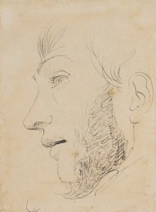 Ritratto di uomo di profilo verso sinistra, visto dal basso da Johan Thomas Lundbye