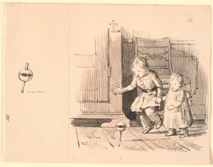 Rumlepotten. A sinistra piccolo studio di rumlepotten da Johan Thomas Lundbye