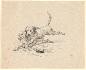 Slagsmålet. Illustrazione per Kaalunds "Fabler for Børn". Vedi commento dal catalogo degli archivi. da Johan Thomas Lundbye