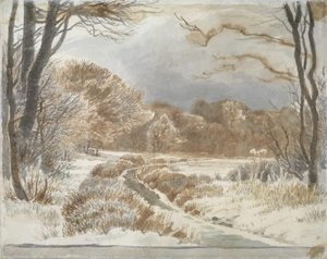 Paesaggio innevato con ruscello. Purlund e Vallø da Johan Thomas Lundbye