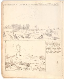 Muro di pietra presso Rakløv a Refsnæs. Disegno eseguito direttamente nel quaderno, pagina 10 da Johan Thomas Lundbye