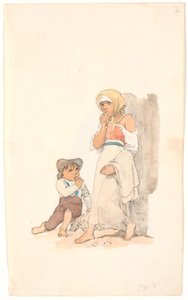 Bambini mendicanti che rosicchiano il pane da Johan Thomas Lundbye