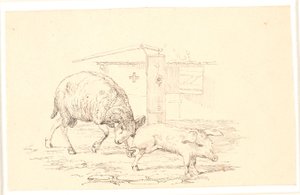 Il montone e il maiale. Illustrazione per "Favole per bambini" di Kaalund. Vedi commento dal catalogo dell