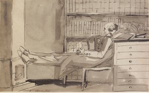 Abildgaard si scalda i piedi vicino a una stufa da Johan Tobias Sergel