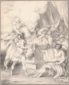 Achille trattenuto da Atena nella tenda di Agamennone, da Iliade, Libro I da Johan Tobias Sergel