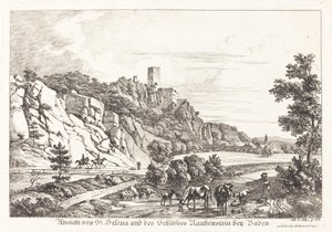 Veduta di St. Helena e del Castello Rauhenstein vicino a Baden