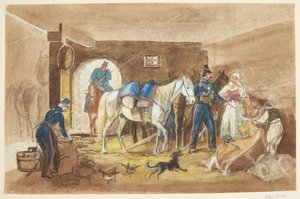 Cavalieri in una stalla da Johann Adam Klein