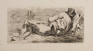 Uomo addormentato su una portantina da Johann Adam Klein